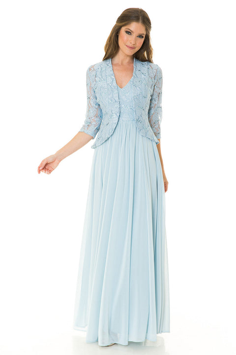 Long Formal Glitter Lace Mother of the Bride Dress Lenovia 5237