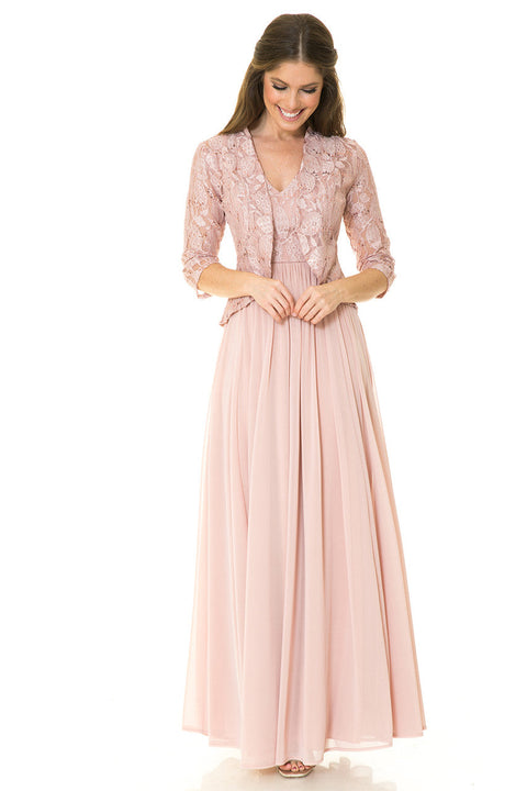 Long Formal Glitter Lace Mother of the Bride Dress Lenovia 5237