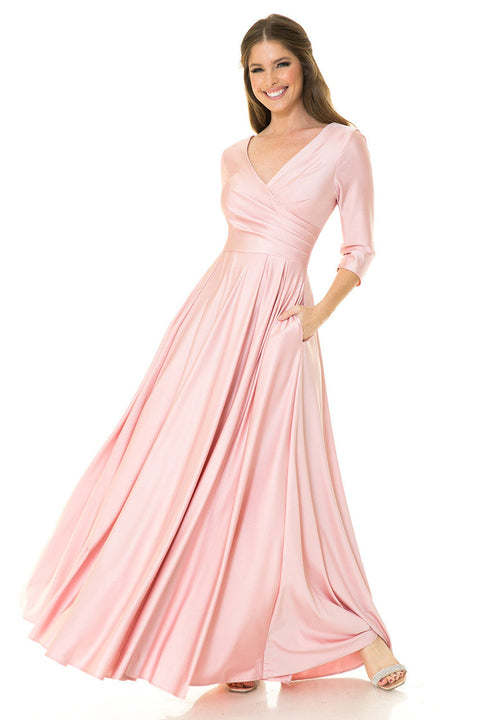 Formal Long Mother of the Bride Pleated Dress Lenovia 5243