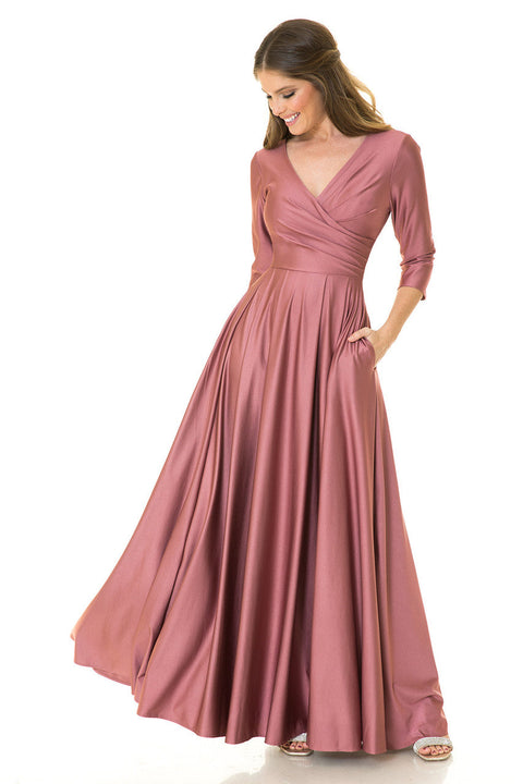Formal Long Mother of the Bride Pleated Dress Lenovia 5243