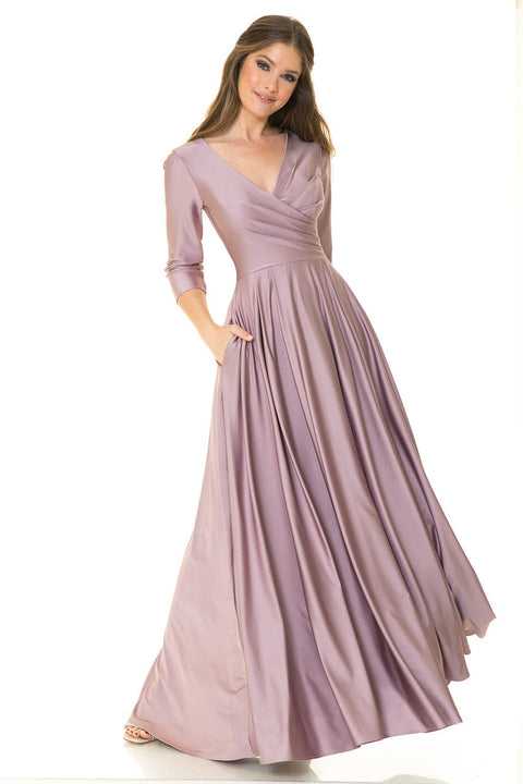 Formal Long Mother of the Bride Pleated Dress Lenovia 5243