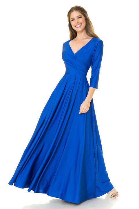 Pleated Formal Long Mother of the Bride Dress Lenovia 5243