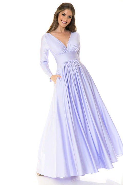 Long Sleeve A Line Formal Dress Lenovia 5231