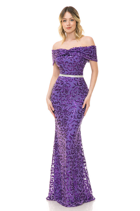 Long Formal Sequin Prom Dress Lenovia 5210