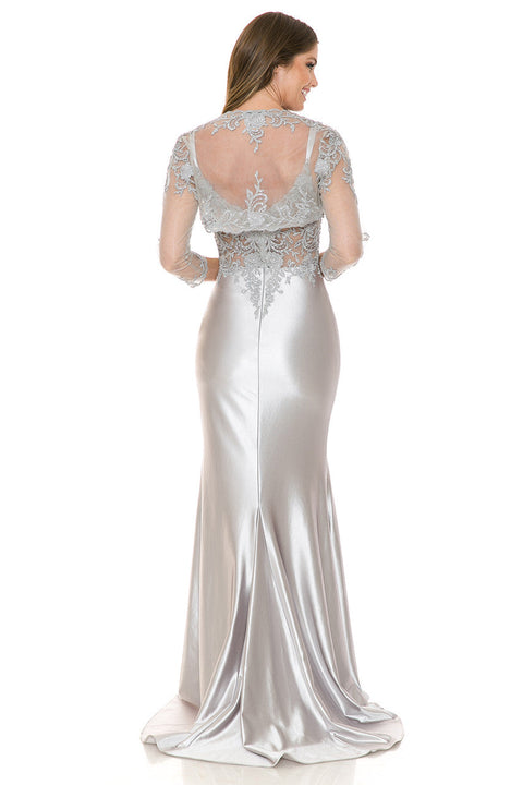 Long Formal Beaded Evening Jacket Dress Lenovia 8175