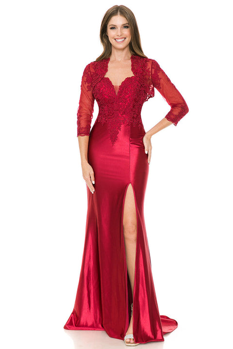 Long Formal Beaded Evening Jacket Dress Lenovia 8175