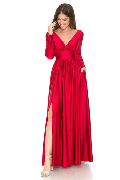 Long Sleeve A Line Formal Dress Lenovia 5231