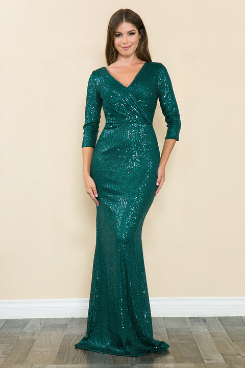 Sequin Mother of the Bride Long Formal Dress Lenovia 8186