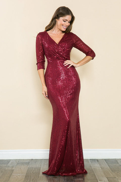 Sequin Mother of the Bride Long Formal Dress Lenovia 8186