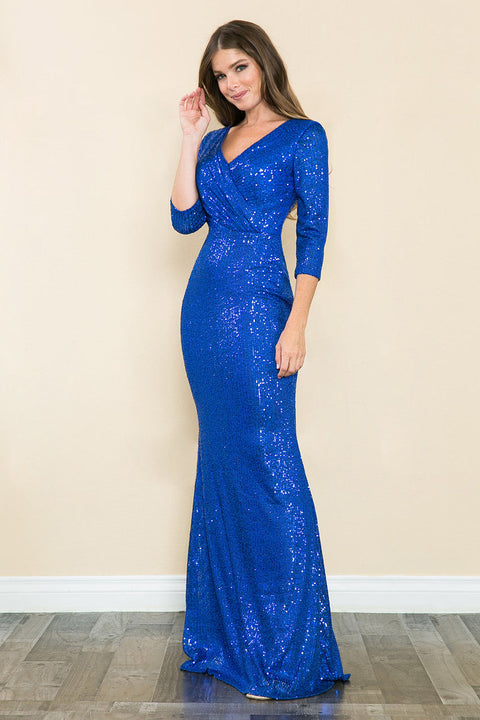 Sequin Mother of the Bride Long Formal Dress Lenovia 8186