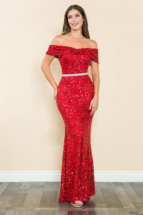 Long Formal Sequin Prom Dress Lenovia 5210