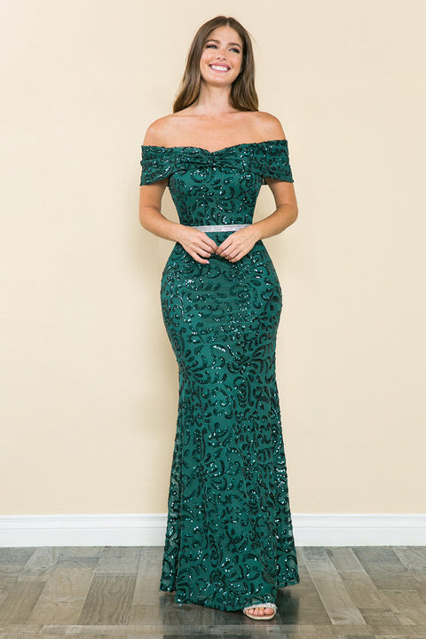 Long Formal Sequin Prom Dress Lenovia 5210