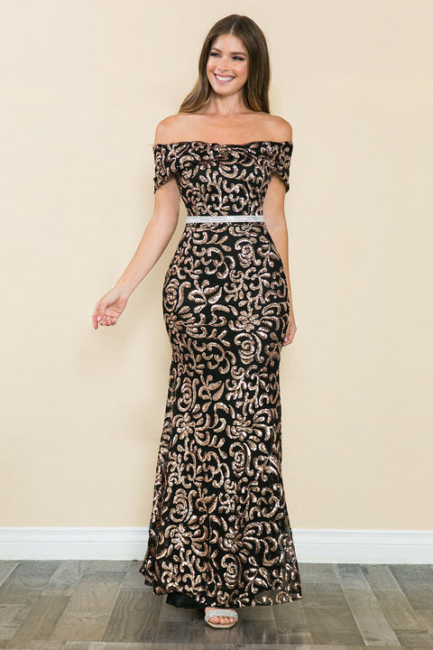 Long Formal Sequin Prom Dress Lenovia 5210