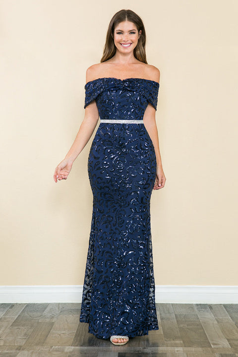 Long Formal Sequin Prom Dress Lenovia 5210