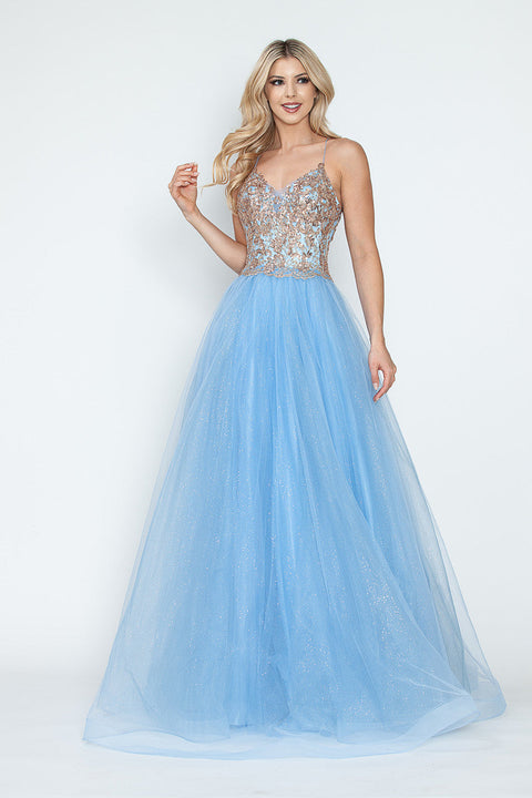 Long A Line Prom Formal Sequin Metallic Dress Lenovia 8236