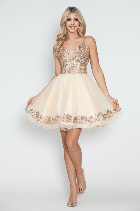 Short Homecoming Metallic Sequin Cocktail Dress Lenovia 8238