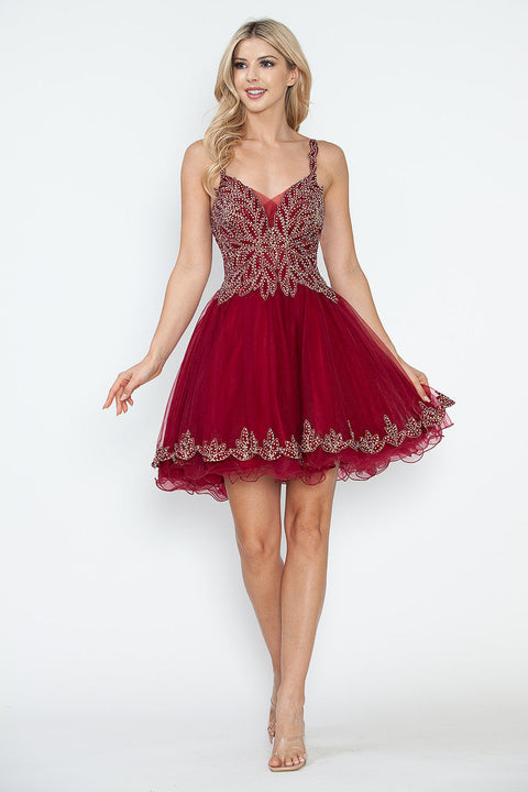 Short Homecoming Beaded Mini Cocktail Dress Lenovia 8234