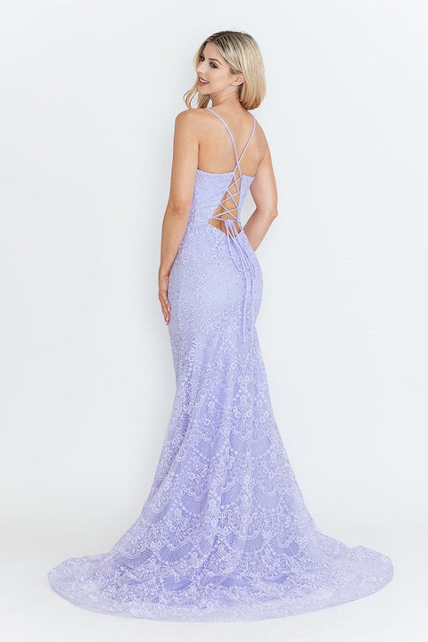 Formal Prom Lace Fitted Long Evening Dress Lenovia 8338