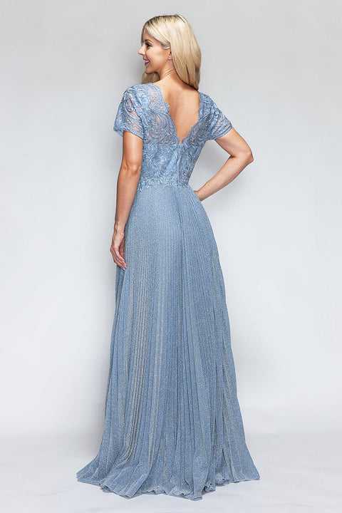 Long Formal Pleated Mother of the Bride Dress Lenovia 8139