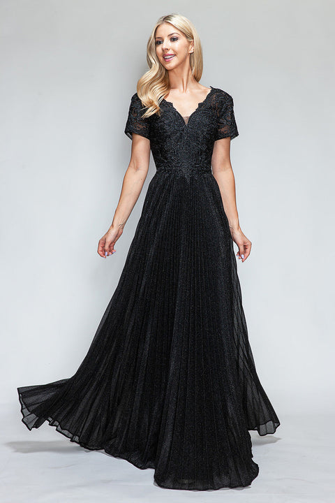 Long Formal Pleated Mother of the Bride Dress Lenovia 8139