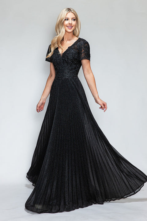 Long Formal Pleated Mother of the Bride Dress Lenovia 8139