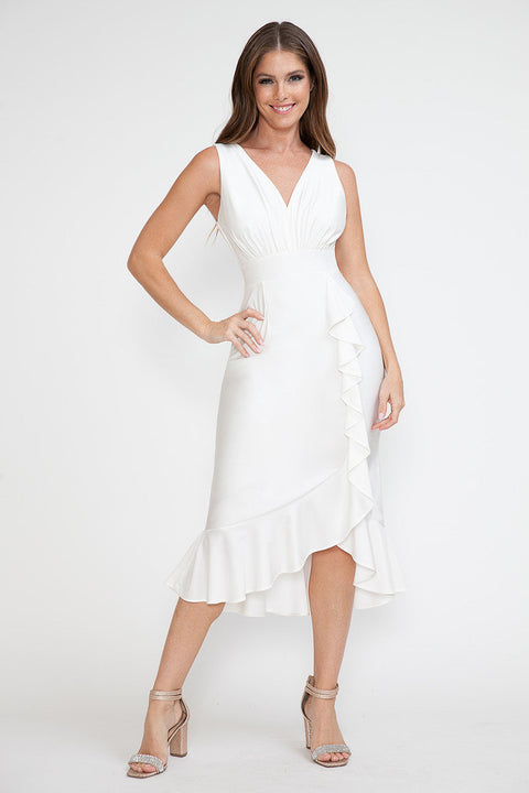 Ruffle Midi Short Wedding Dress Lenovia 5280