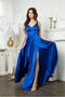 Juno 0958 Sleeveless Satin A-Line Gown with High Leg Slit