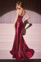 Ladivine KV1112 Appliqué Satin Strapless Gown with Slit