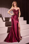 Ladivine KV1112 Appliqué Satin Strapless Gown with Slit