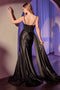 Ladivine KV1117 Appliqué Satin Sleeveless Gown with Slit