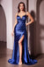 Ladivine KV1119 Satin Fitted Sleeveless Gown with Side Slit