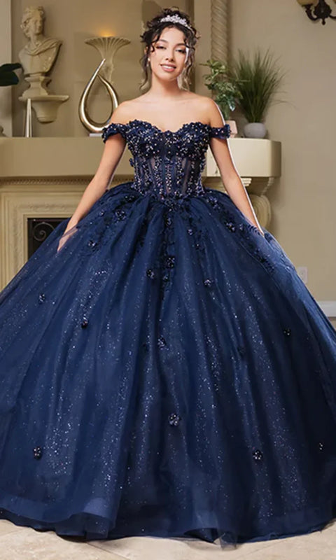 May Queen LK278 - Romantic Off Shoulder Ballgown with Bow