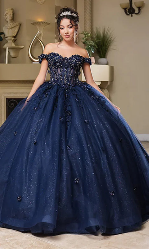 May Queen LK278 - Romantic Off Shoulder Ballgown with Bow