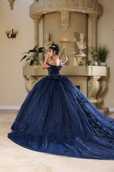 May Queen LK278 - Romantic Off Shoulder Ballgown with Bow