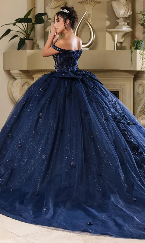 May Queen LK278 - Romantic Off Shoulder Ballgown with Bow