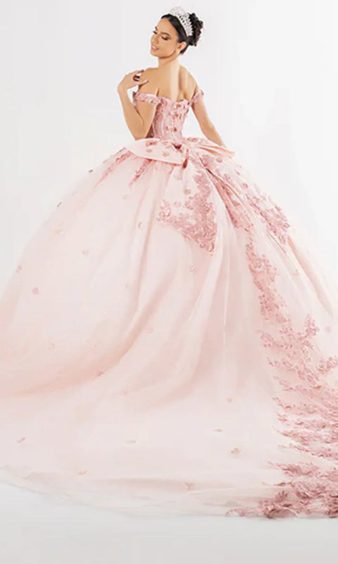 May Queen LK278 - Romantic Off Shoulder Ballgown with Bow