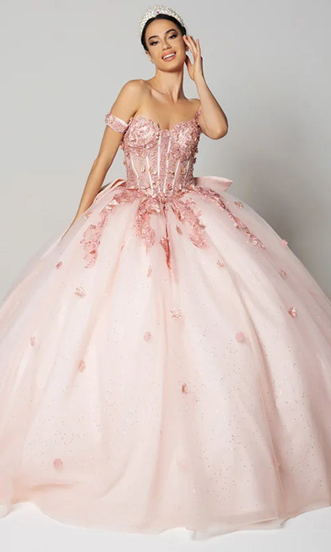 May Queen LK278 - Romantic Off Shoulder Ballgown with Bow