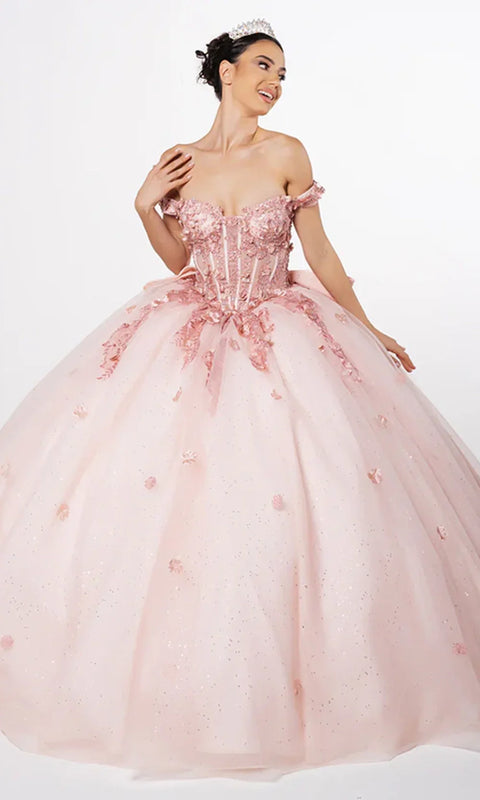 May Queen LK278 - Romantic Off Shoulder Ballgown with Bow