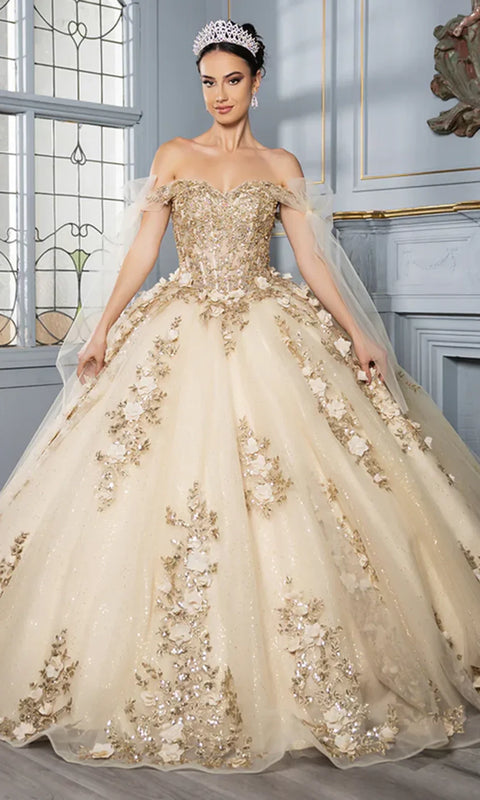 May Queen LK280 - Sweetheart Ballgown with Floral Appliques