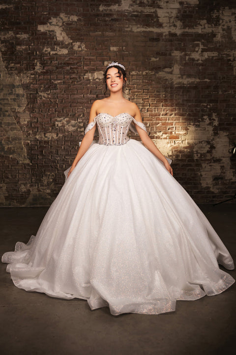 May Queen LK281 - Draped Sleeve Ballgown with Oversized Bow