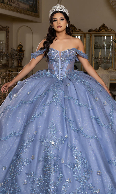 May Queen LK283 - Illusion Corset Lace-Up Back Ballgown