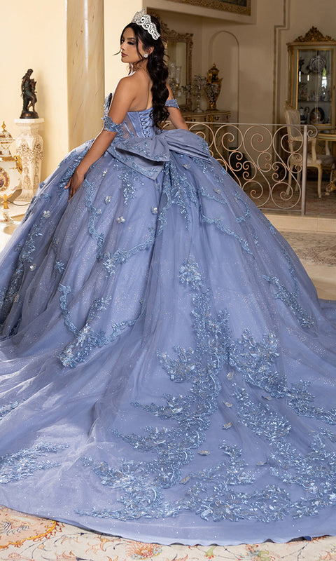 May Queen LK283 - Illusion Corset Lace-Up Back Ballgown