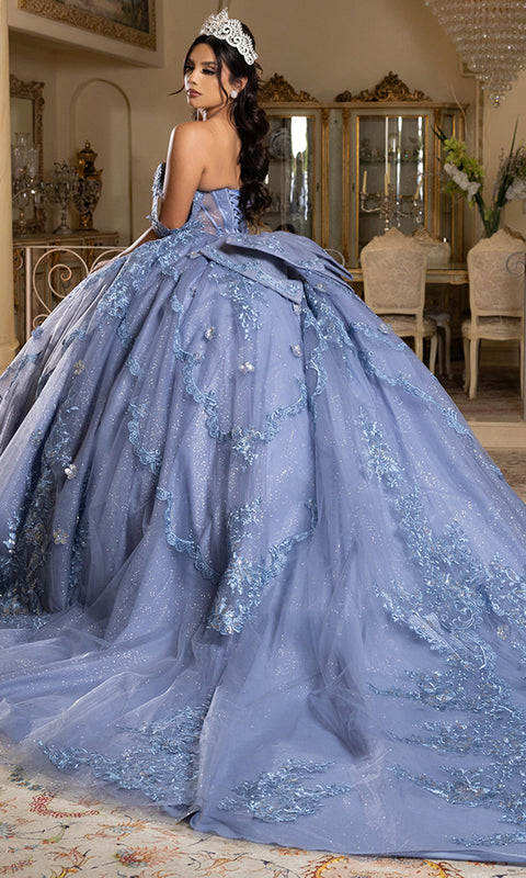 May Queen LK283 - Illusion Corset Lace-Up Back Ballgown