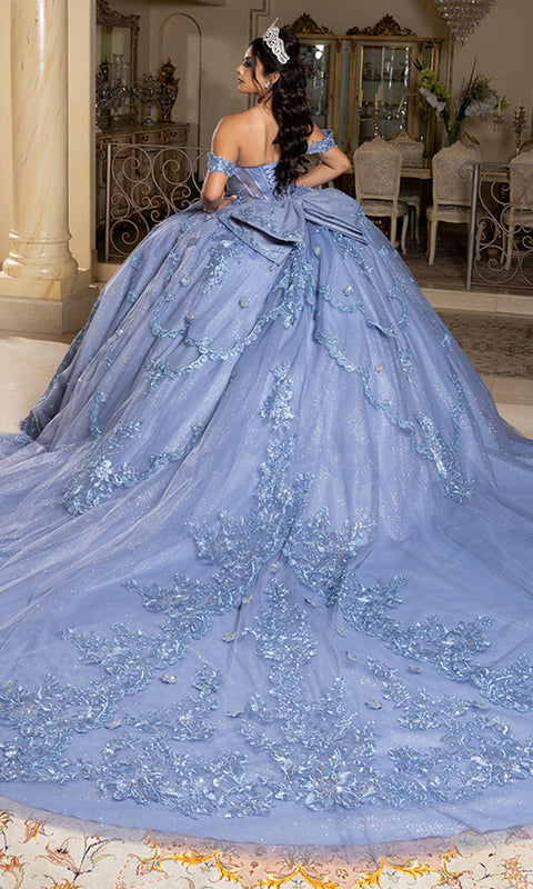 May Queen LK283 - Illusion Corset Lace-Up Back Ballgown