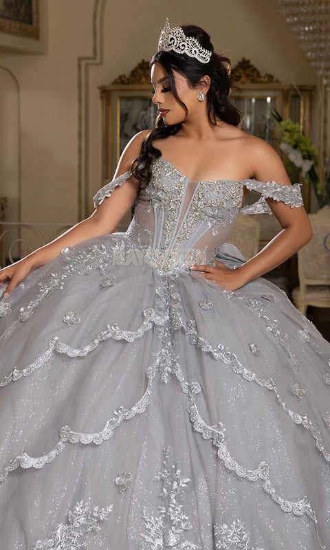 May Queen LK283 - Illusion Corset Lace-Up Back Ballgown