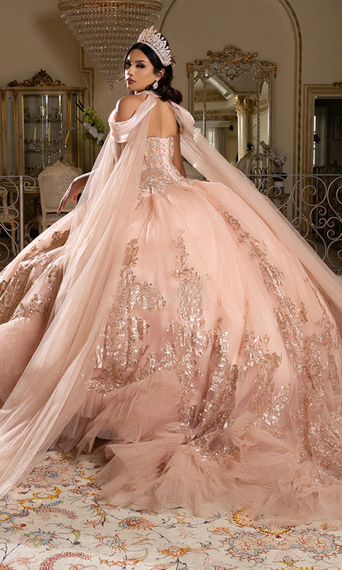 May Queen LK284 - Strapless Beaded Corset Ballgown