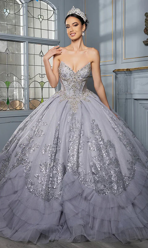May Queen LK284 - Strapless Beaded Corset Ballgown