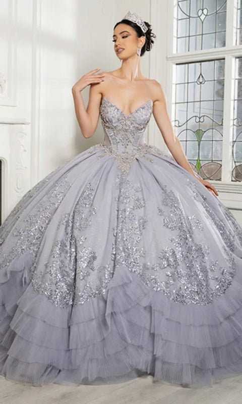May Queen LK284 - Strapless Beaded Corset Ballgown