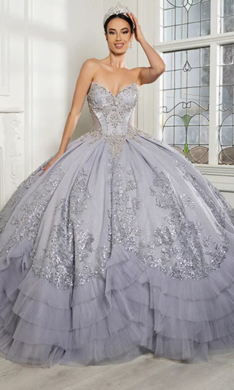 May Queen LK284 - Strapless Beaded Corset Ballgown