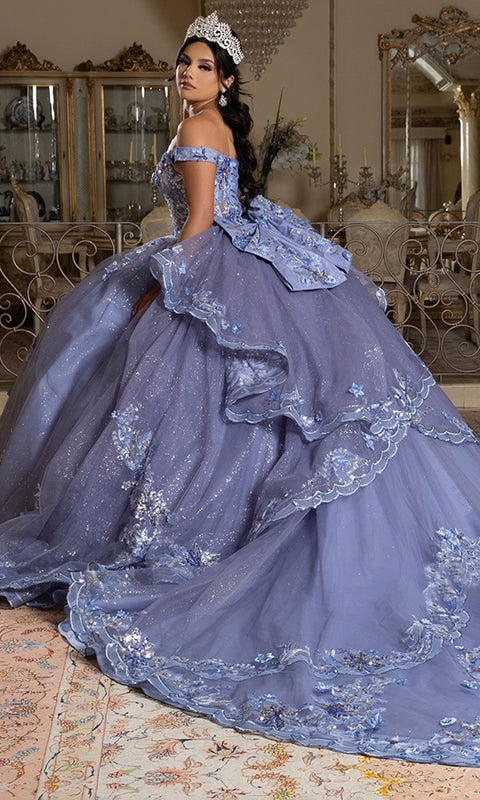 May Queen LK286 - Off Shoulder Ballgown with Scalloped Detail